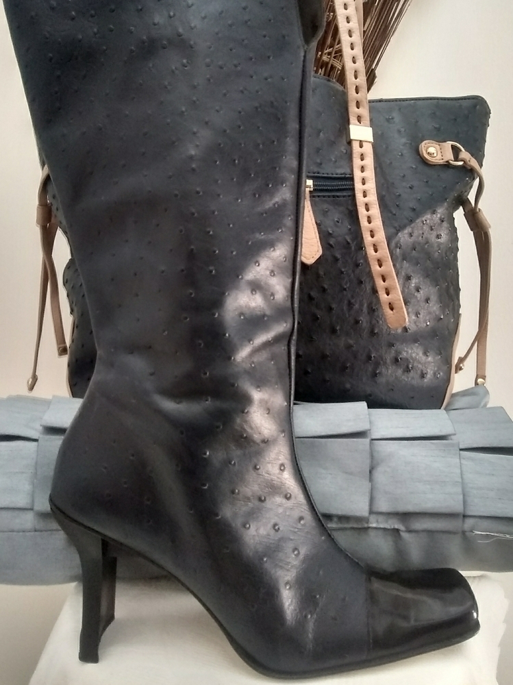 Ostrich Skin Boots & Bag